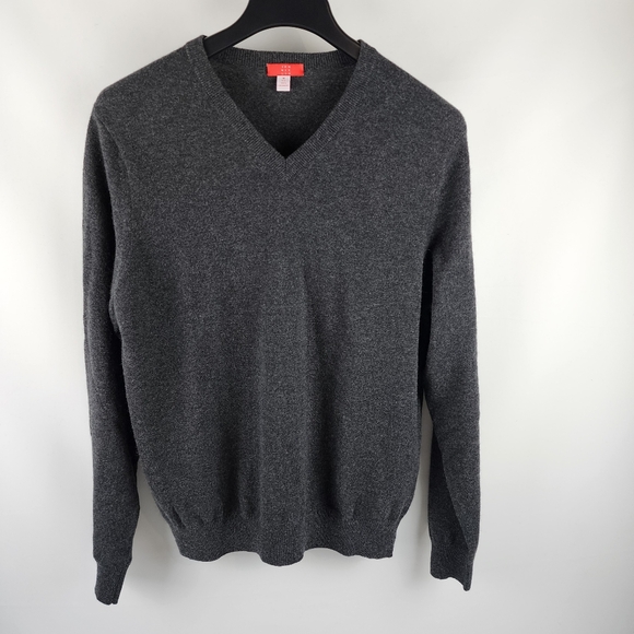JENNIE LIU Sweater Womens Medium Gray 100% Cashmere Long Sleeve Pullover V Neck - Picture 1 of 6